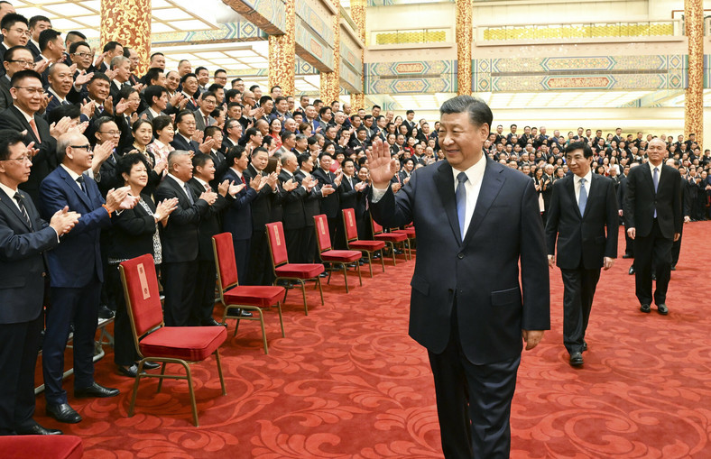 Xi Jinping w Wielkiej Hali Ludowej w Pekinie, 8 maja 2023 r.