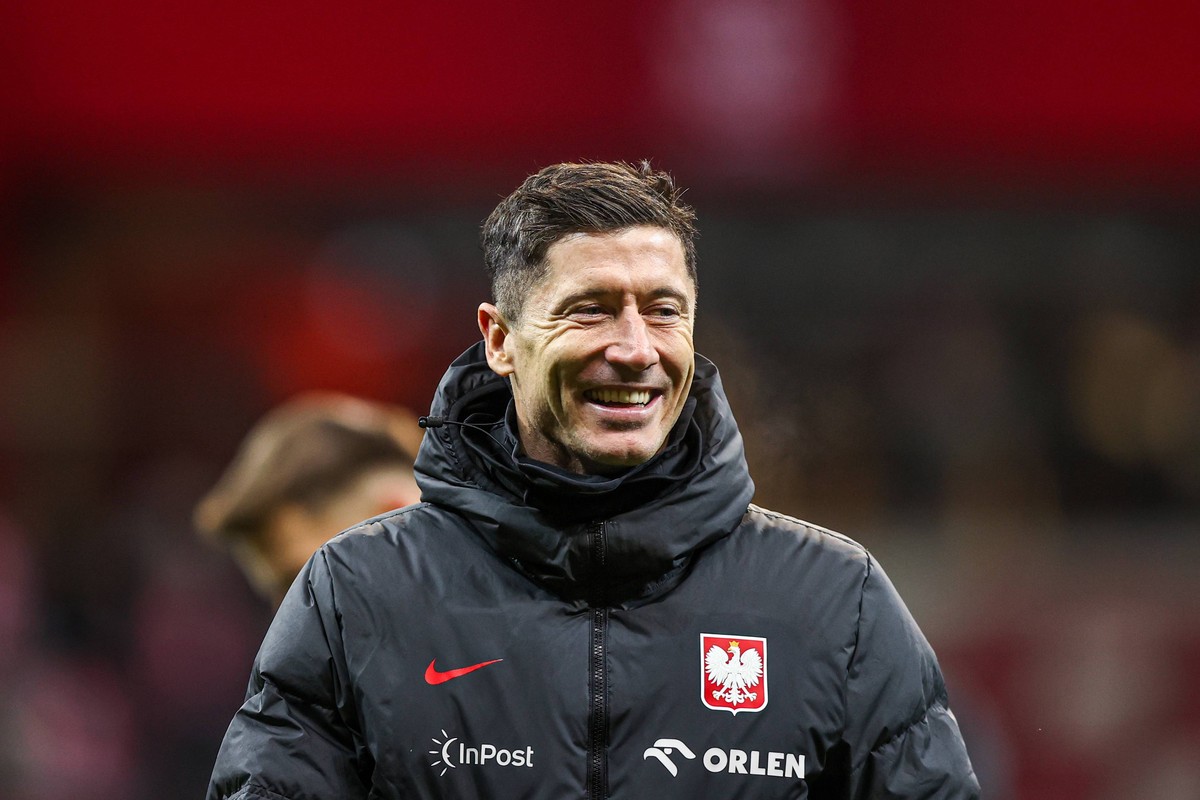 Robert Lewandowski na stadionie PGE Narodowym w Warszawie