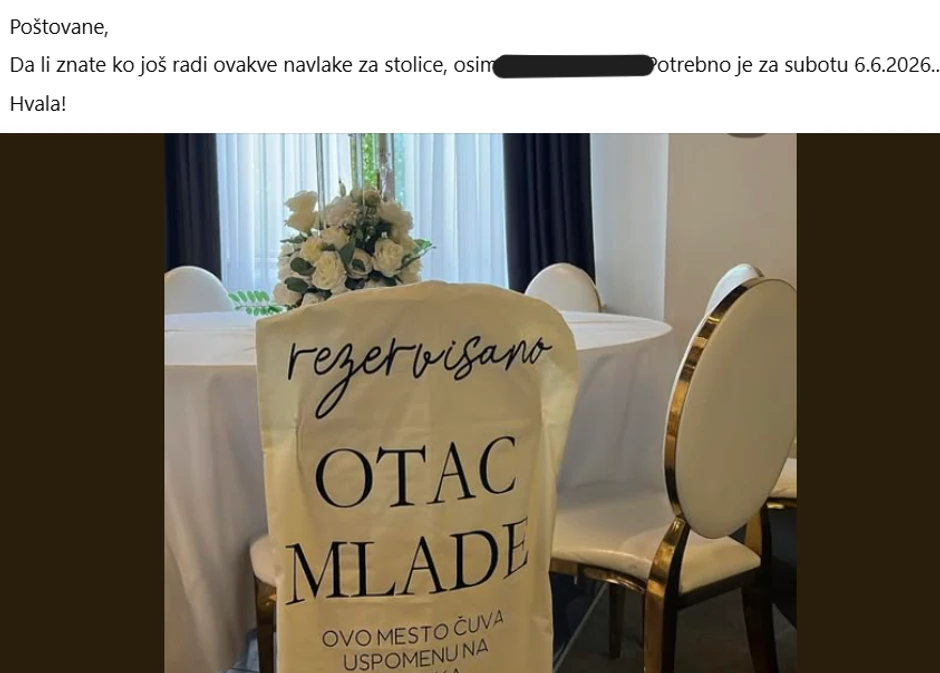 navlaka za svadbenu stolicu