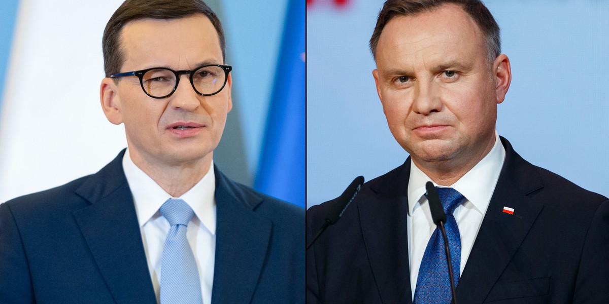 Premier Mateusz Morawiecki i prezydent Andrzej Duda. 