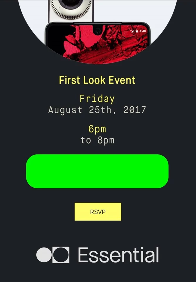 Zaproszenie na imprezę powiązaną z Essential Phone