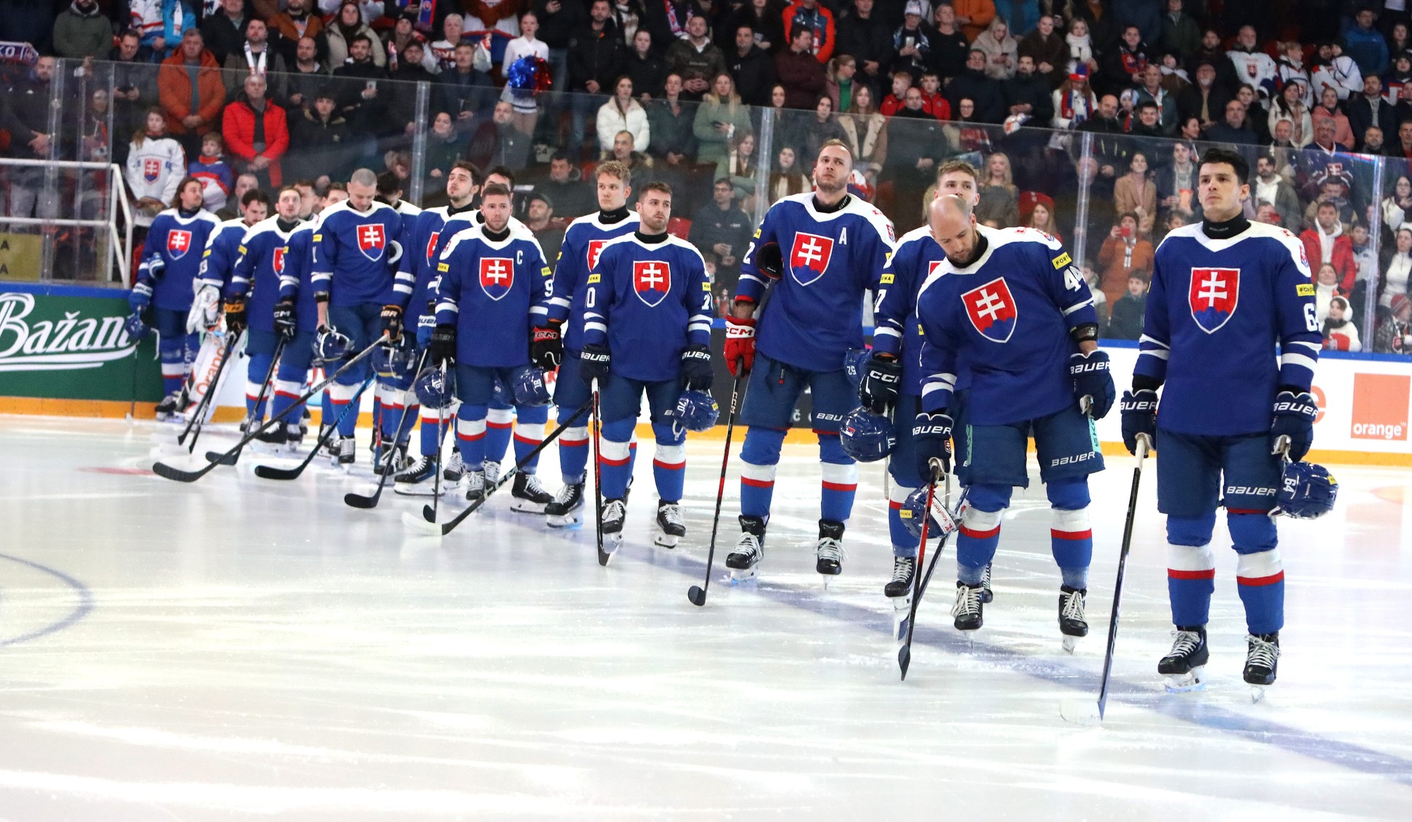 Slovenská reprezentácia pred zápasom s Nórskom.