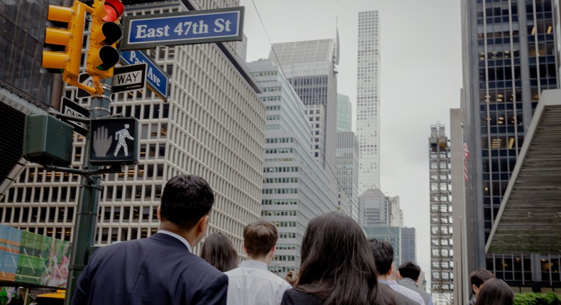 People walking by JPMorgan Chase's Manhattan office towerMomo Takahashi/BI