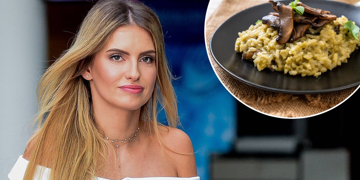 Dominika Grosicka przyrządza smaczne risotto z grzybami.