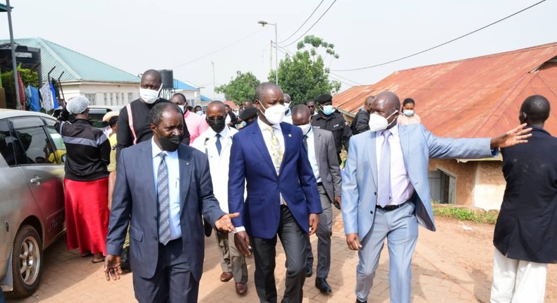 Tayebwa being guided on a tour of Uganda Cancer Institute