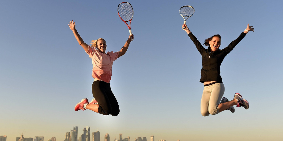 Agnieszka Radwańska i Angelique Kerber w sesji w tropikach przed turniejem w Doha