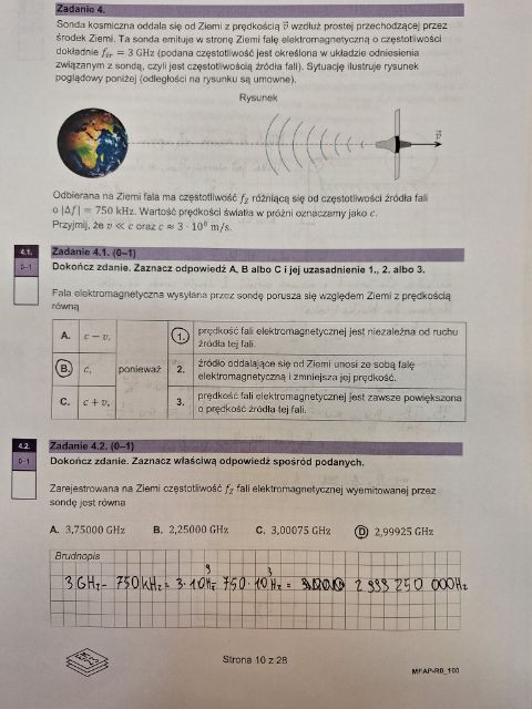 Matura 2023 - fizyka rozszerzona — rozwiązanie zad. 4.1 i 4.2