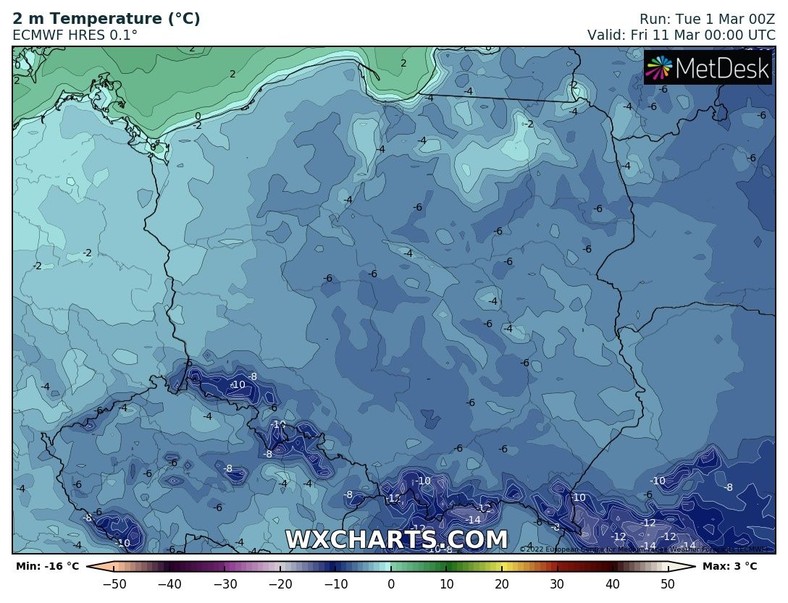 Nocami temperatura będzie spadać wyraźnie poniżej 0 st. C