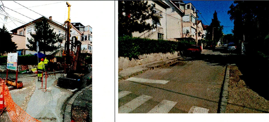 Stanje na terenu tokom bušenja i stanje nakon završenih radova: ulica Dušana Vlajića na Žarkovu.