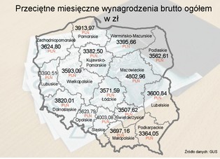 Wynagrodzenia w Polsce: mapa zarobków w I kw. 2012 r.