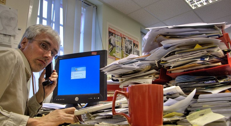 Working Late Messy Desk