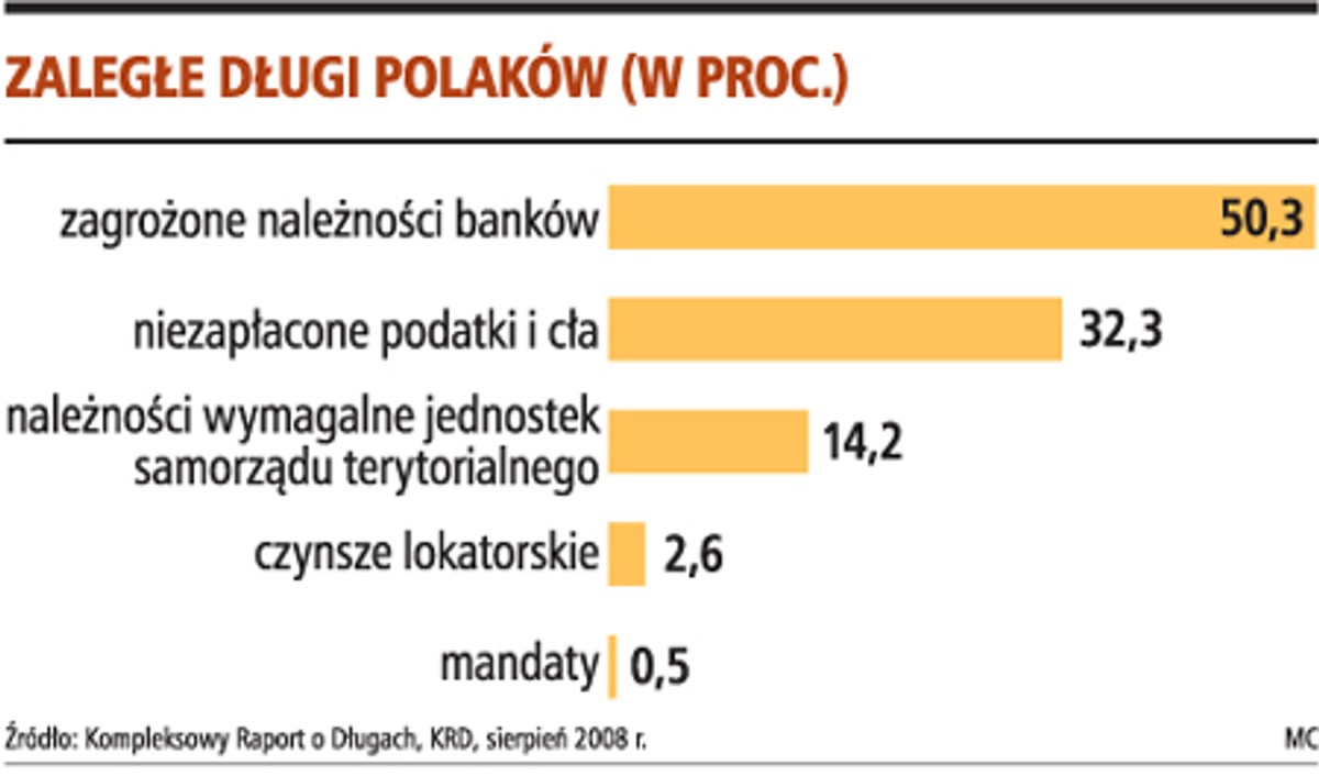 Zaległe długi Polaków (w proc.)