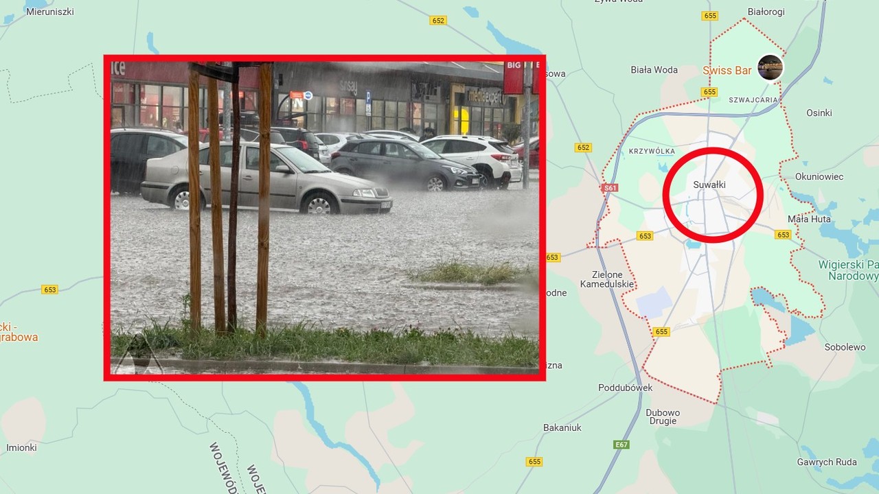 Suwałki zalane po ulewie. Służby interweniowały 85 razy