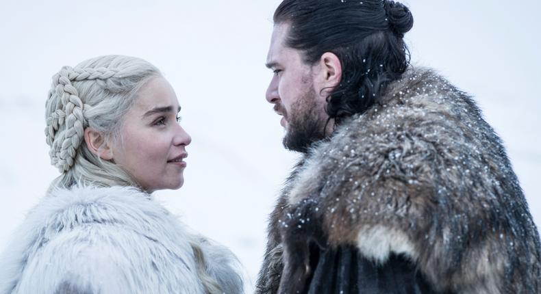 Jon Snow and Daenerys Targaryen in Season 8, Episode 1 of 'Game of Thrones.' (Digitial Spy)