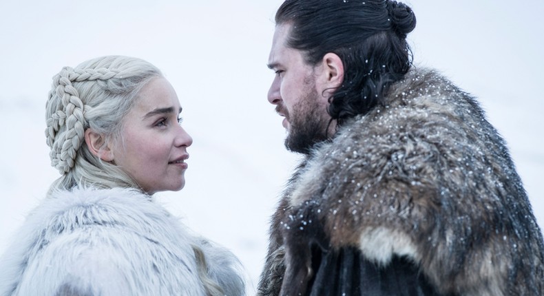 Jon Snow and Daenerys Targaryen in Season 8, Episode 1 of 'Game of Thrones.' (Digitial Spy)