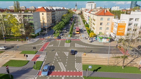 Tak ma wyglądać po przebudowie skrzyżowanie ul. Gajowickiej i al. Hallera