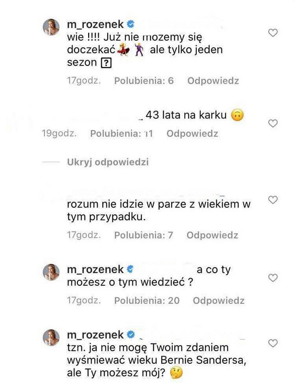 Komentarze pod postem Małgorzaty Rozenek-Majdan