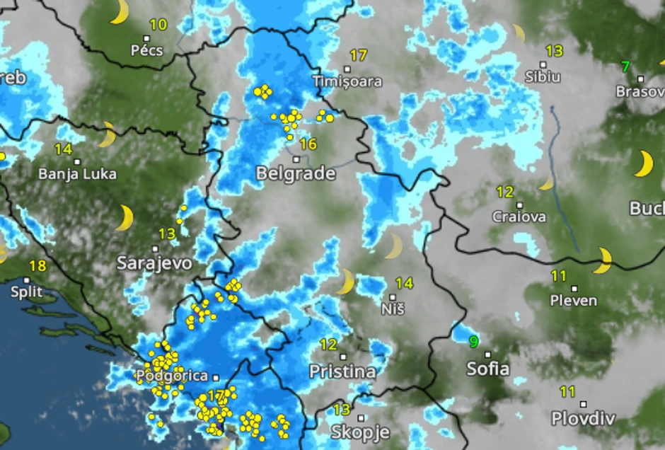 Padavine u Srbiji 24. oktobra u 4 ujutru