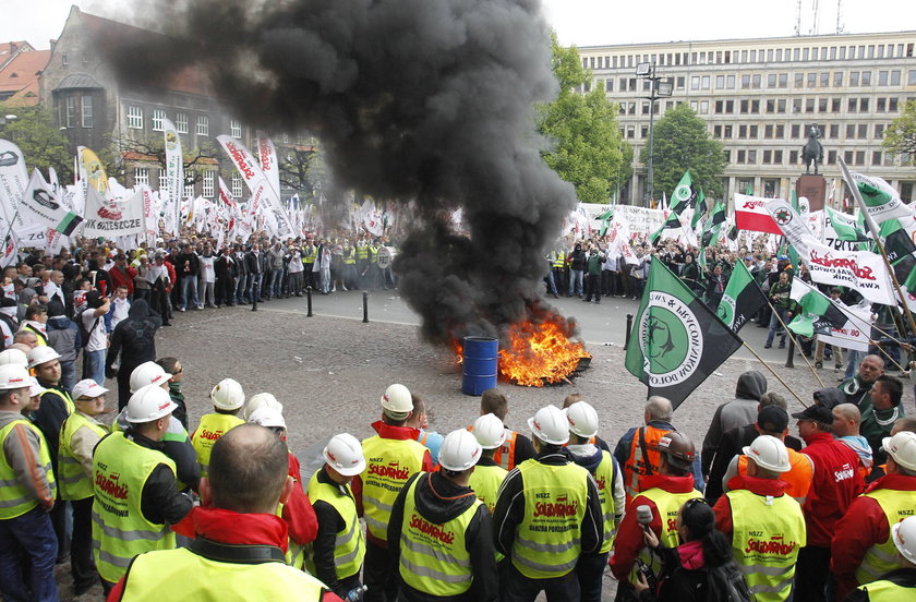 Protesty górników