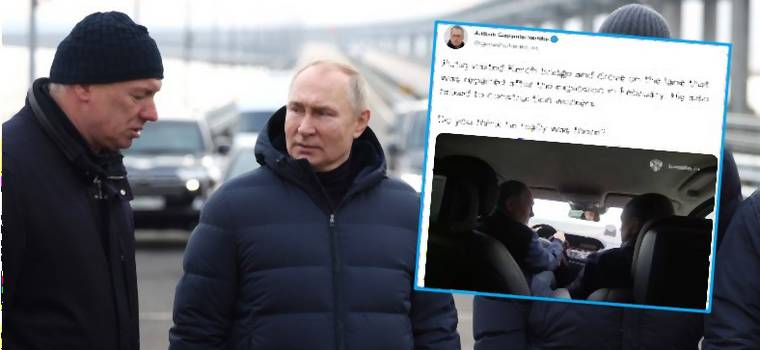Nagrali przejażdżkę Putina po moście Krymskim. "Myślicie, że naprawdę tam był?" [WIDEO]