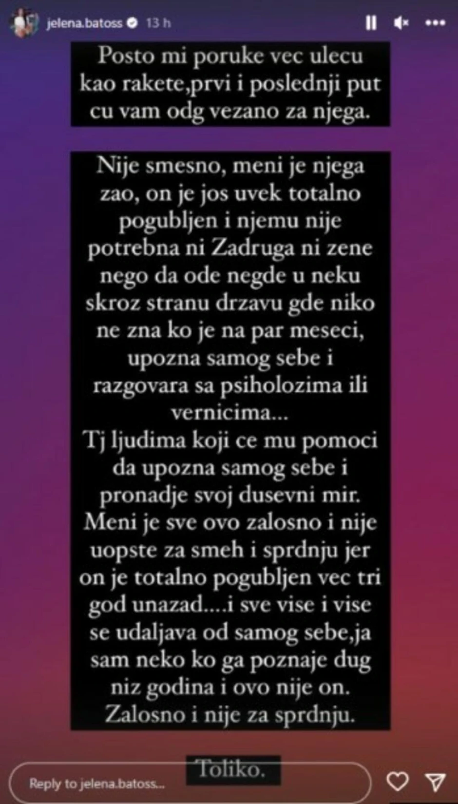 Jelena Batos objava o Ša