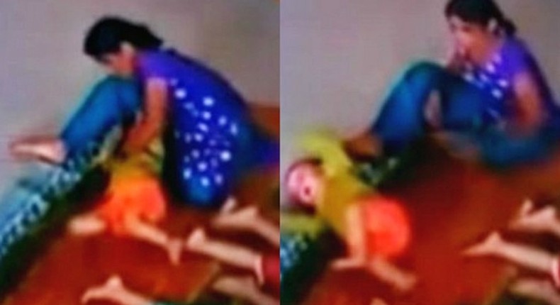 Nanny was caught on camera while beating the baby.