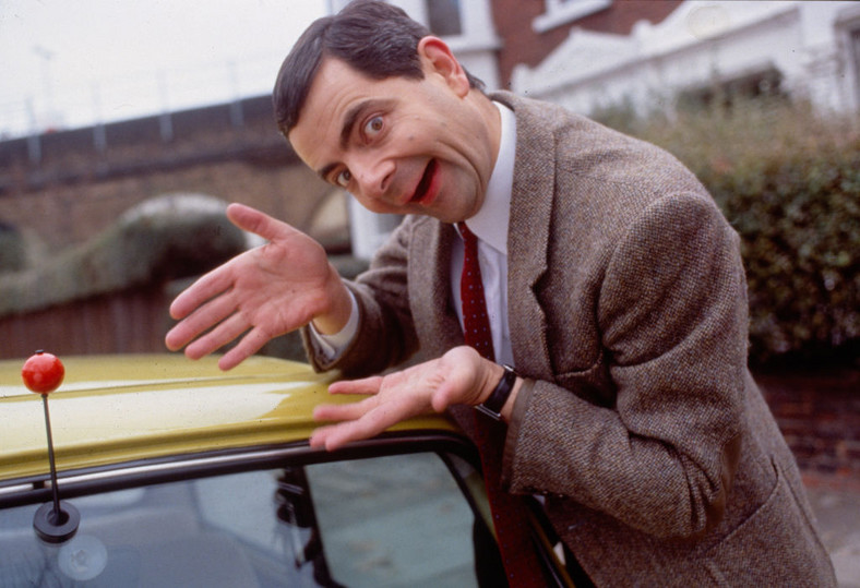 Rowan Atkinson jako Jaś Fasola w Dniu Czerwonego Nosa, 1990 r.