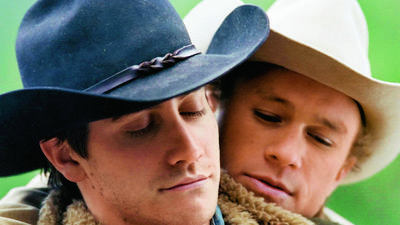 Kadr z filmu „Tajemnica Brokeback Mountain w reż. Anga Lee (2005). W rolach głównych wystąpili Jake Gyllenhaal i Heath Ledger.