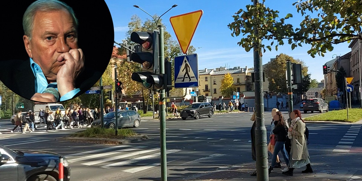 W tym miejscu Jerzy Stuhr potrącił motocyklistę.