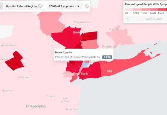 Mapa Facebooka pokaże, jak blisko użytkowników byli ludzie z objawami COVID-19