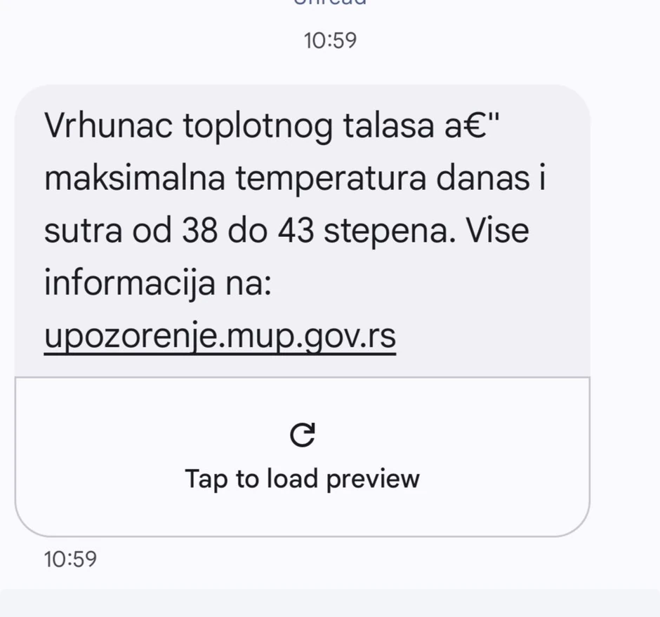Upozorenje MUP-a na toplotni talas