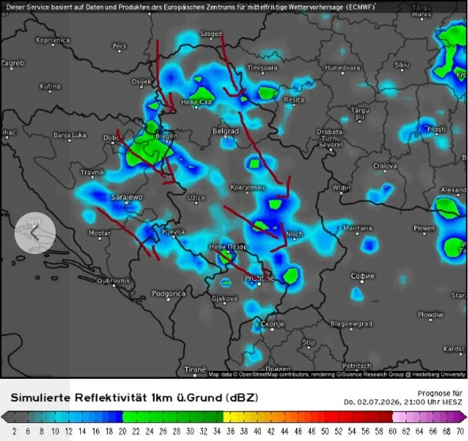 Atmosfera će se smiriti u toku noći ka četvrtku