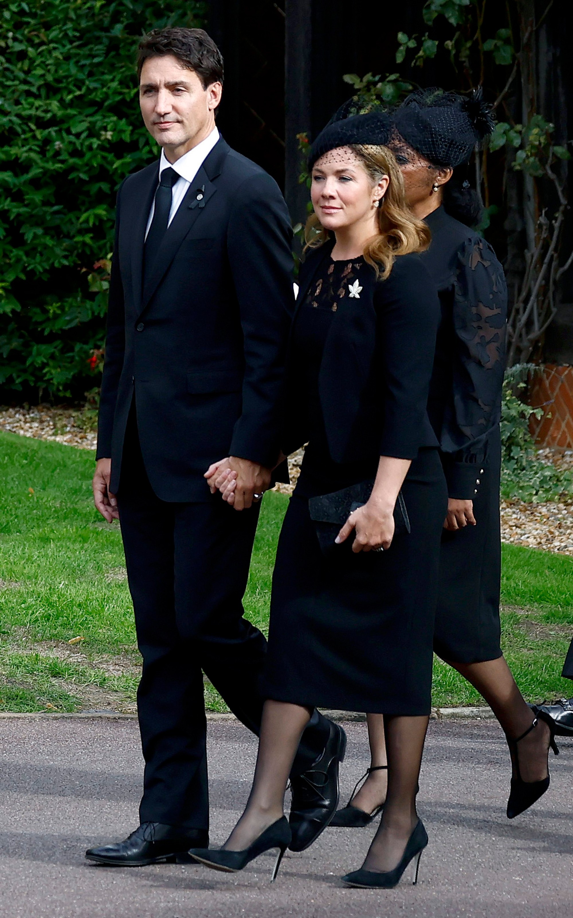 Kanadský premiér Justin Trudeau s manželkou Sophie prichádza na pohreb Alžbety II.