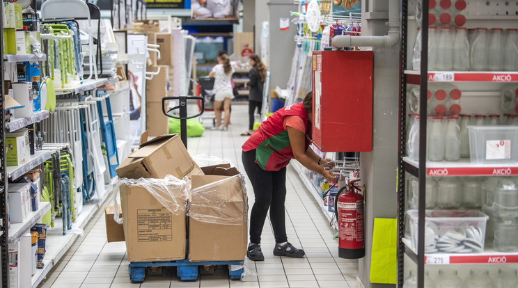 Egy dolgozó az Auchan budaörsi áruházban / Fotó: MTI Fotó: Szigetváry Zsolt