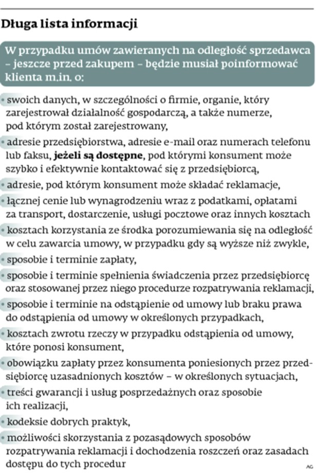 Długa lista informacji