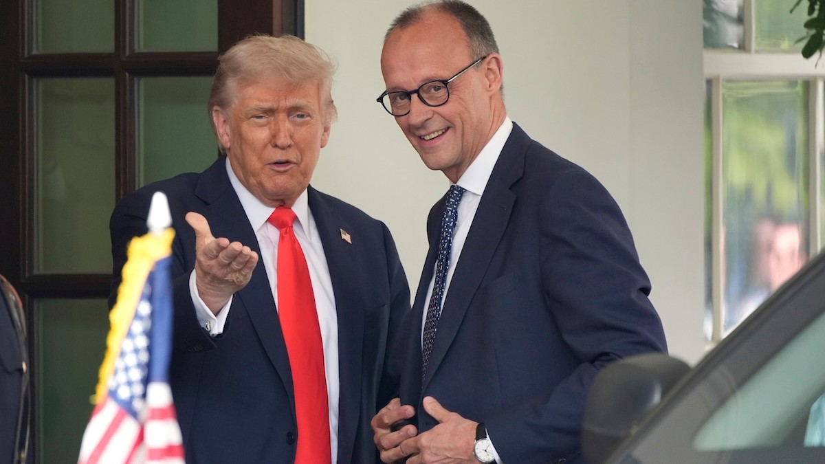Americký prezident Donald Trump a nemecký kancelár Friedrich Merz počas jeho prijatia v Bielom dome.