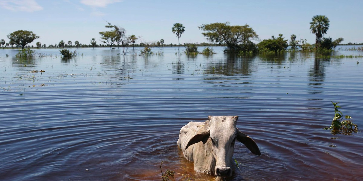 The outskirts of flooded Trinidad some 310 miles northeast of La Paz in 2008.