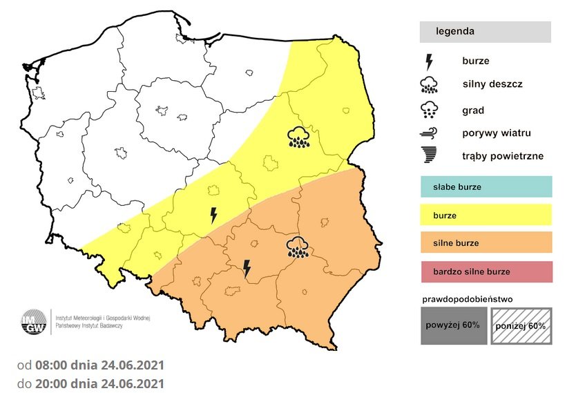 Prognoza burz na czwartek 24 czerwca - IMGW