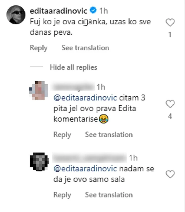 Skandalozni komentari Edite Aradinović