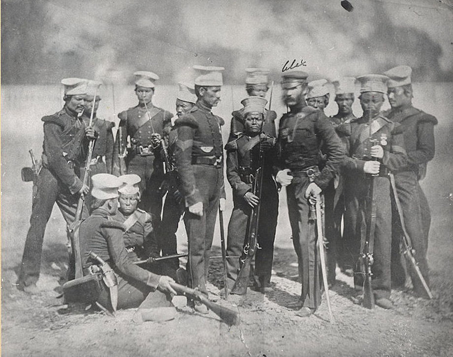 The Nusseree Battalion, later known as the 1st Gurkha Rifles, in 1857.
