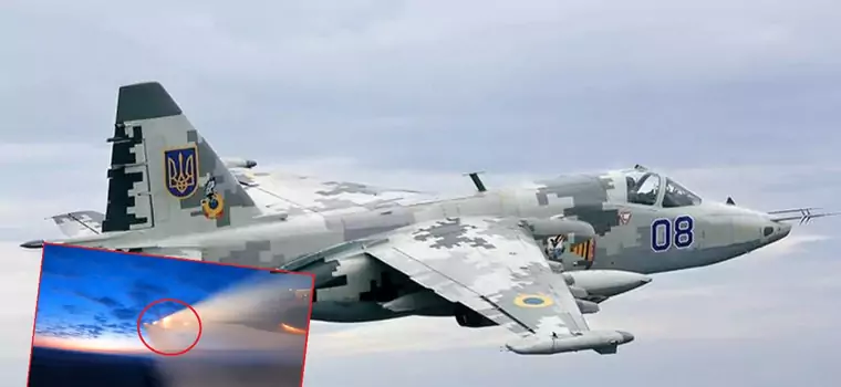 Niesamowite nagranie z ukraińskiego Su-25. Majestatyczny lot zakończony salwą