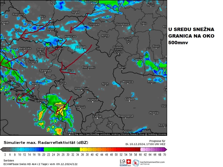 U sredu će snežna granica biti na oko 500 metara nadmorske visine