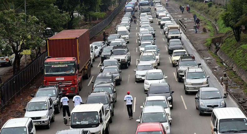 Motorists held up in a traffic jam