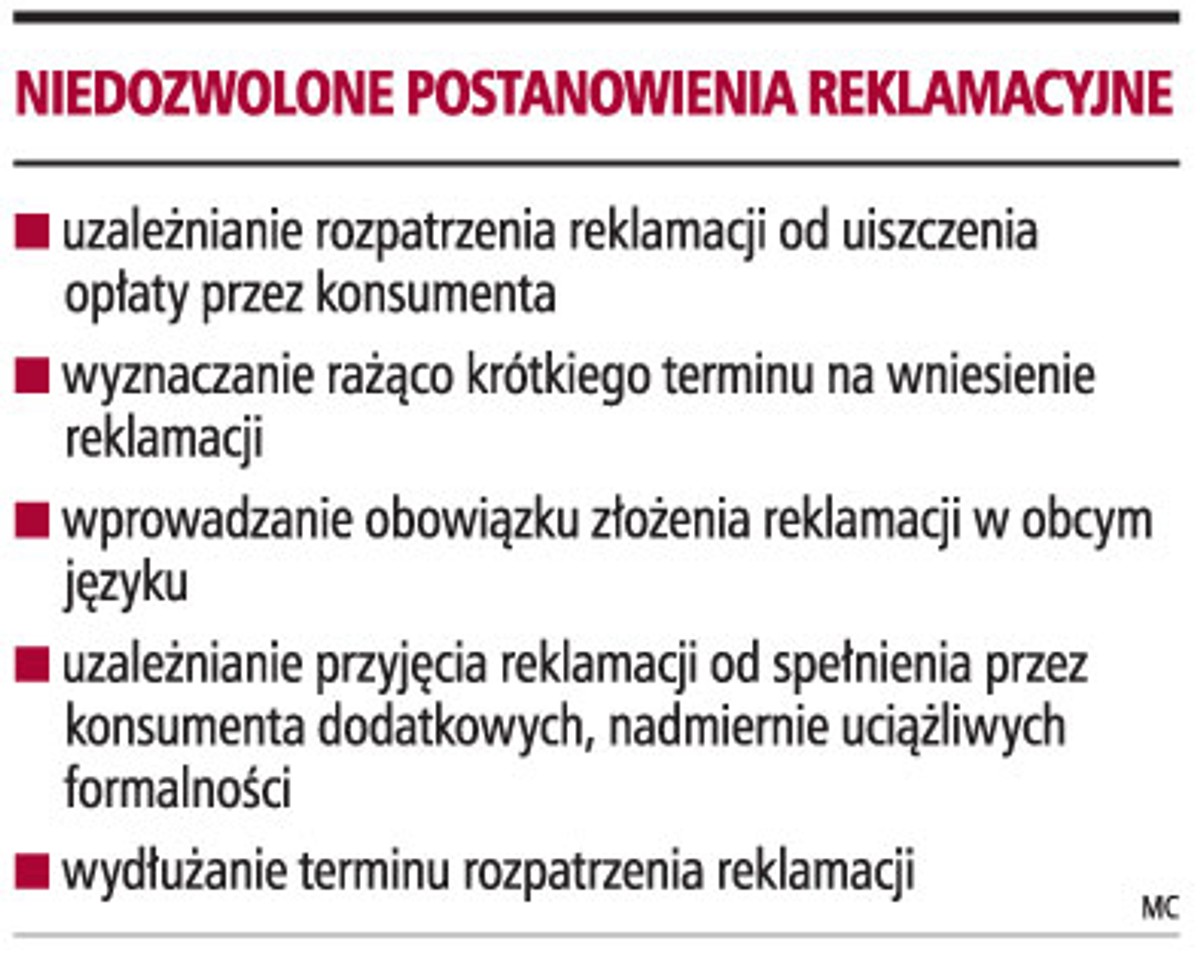 Niedozwolone postanowienia reklamacyjne