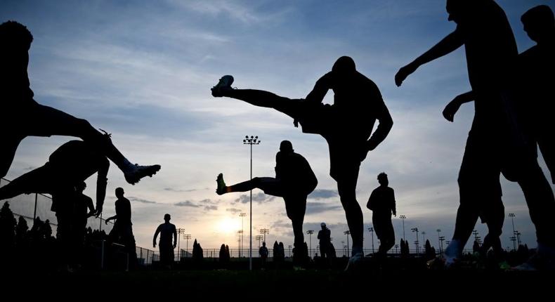 FC Sheriff's players, seen training at the Sheriff Stadium in Tiraspol, have already caused a stir by winning their first group match against Shakhtar Donetsk Creator: Sergei GAPON