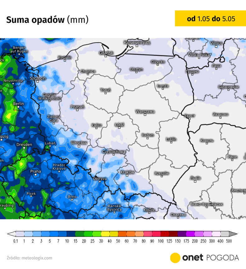 Do końca długiego weekendu deszczu i burz będzie niewiele