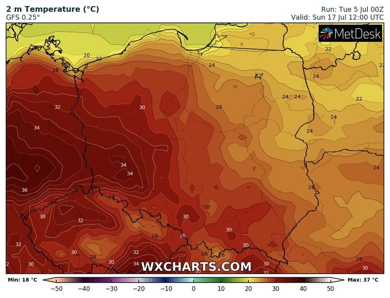 Gorące, a nawet upalne masy powietrza, zaczną do Polski wracać za ok. 10 dni.