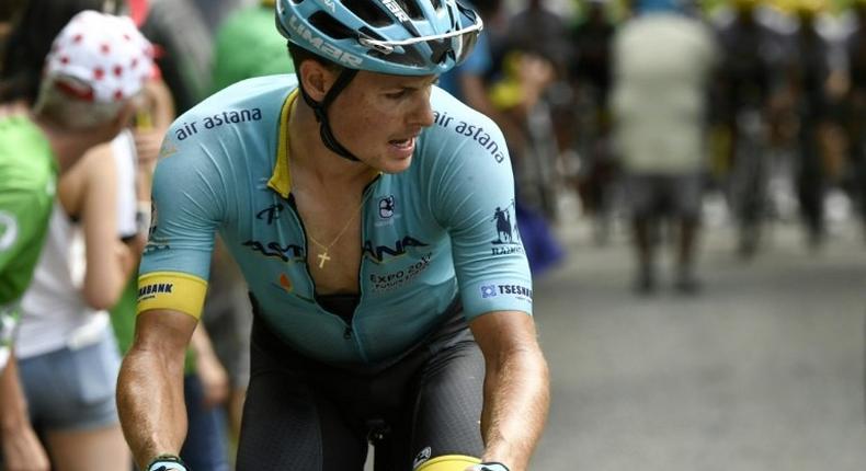 Denmark's Jakob Fuglsang, pictured July 9, 2017, was sitting fifth overall before a crash on Wednesday in which he suffered two fractures to his arm