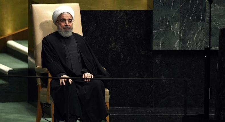 Iran's President Hassan Rouhani, seen here waiting to address the UN General Assembly in September, has told visiting officials US sanctions constitute economic terrorism