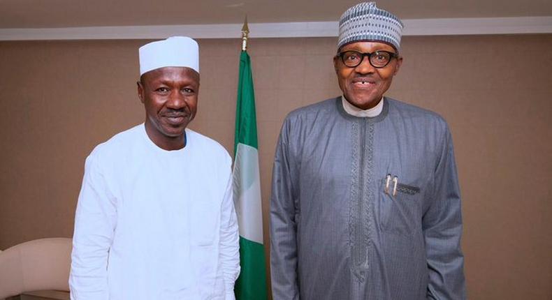 Despite various corruption allegations surrounding Ibrahim Magu (left) over the years, President Muhammadu Buhari (right) has kept him in the job in an acting capacity for five years [EFCC]